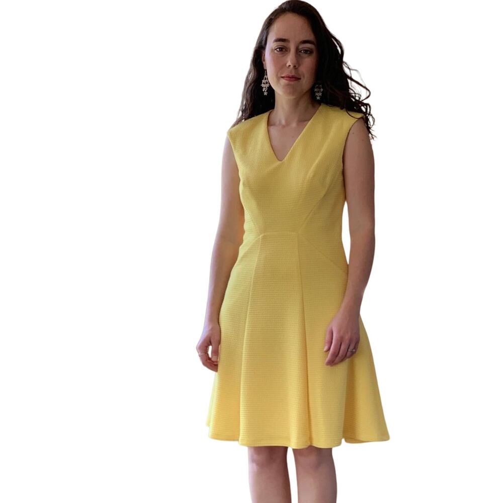 London Times Yellow Fit & Flare Dress, Size 2